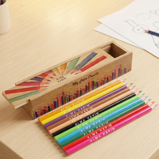 Color Pencil Box with 12 Color Pencils  (Customised)