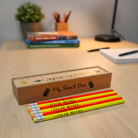Lead Pencil Box with 6 Lead Pencils  (Customised)