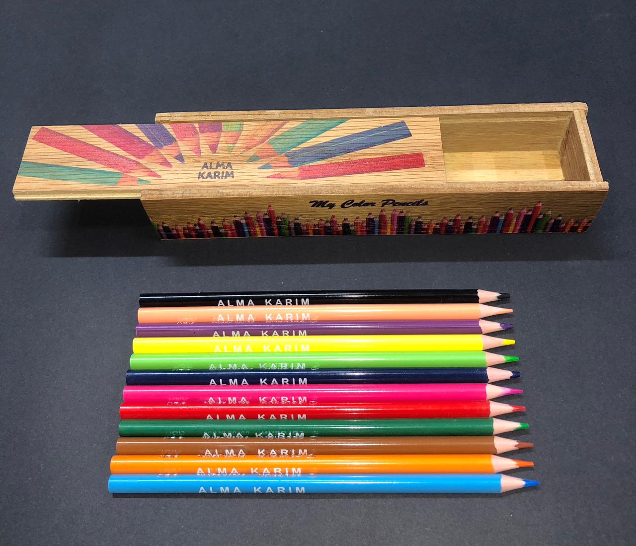 Color Pencil Box with 12 Color Pencils  (Customised)
